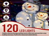 Set of 2 Lighted Snowman with Top Hat Christmas Decorations, Pre-lit 2D Holiday Decor with 80 Warm 25364656