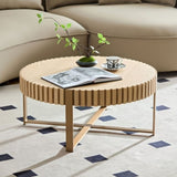 Modern Handcraft Drum Coffee Table 31.5 inch Round Coffee Table for Living Room,Small Coffee Table W2582P167668