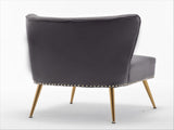 Printed Cloth Accent Chair, Armless Slipper Chair with Metal Legs, Modern Upholstered Side Chair for B2735P510457