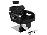 PVC Leather Cover Galvanized Square Tray with Footrest Retractable Barber Chair 300.00lbs Black 11736312