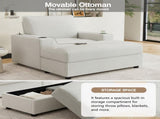 42.8" Oversized Chaise Lounge Chair with Storage Ottoman, Corduroy Sofa Bed with Cup Holders & USB N765P350851W