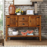 ZNTS 48'' Solid Wood Sideboard Console Table with 2 Drawers and Cabinets and Bottom Shelf, Retro Style W120270247