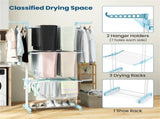 Blue 4-Tier Foldable Clothes Drying Rack with Wheels, Heavy Duty Metal Laundry Hanger Stand for 04800812