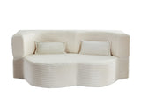 Modern Floor Sofa with 2 Pillows,Convertible Plush Corduroy Foam-Filled Sleeper Sofa Bed,15" Full W1885P347080