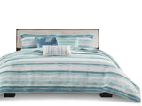 6 Piece Printed Quilt Set with Throw Pillows Aqua Full/Queen B03597637