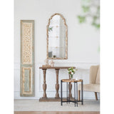 22" x 48" Large Cream & Gold Framed Wall Mirror, Wood Arched Mirror with Decorative Window Look for W2078P155651