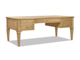 Dauphin Gold Accent 5-Drawer Wood Executive Desk Natural Brown Ash Wood & Veneer B2719P238477