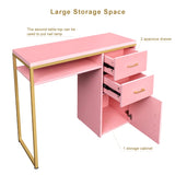 ZNTS FCH pink particle board iron pipe 97*35*78cm 2 drawers and 1 door computer desk can be used in 37906813