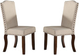 ZNTS Classic Cream Upholstered Cushion Chairs Set of 2pc Dining Chair Nailheads Solid wood Legs Dining HSESF00F1546