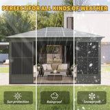12x14FT Outdoor Sunroom, Galvanized Steel Hardtop Enclose Gazebo Sloping Roof, All Weather Aluminum W1859P300399