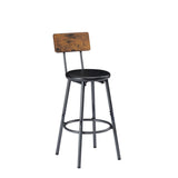 Pub High Dining Table 7 Piece Set, Industrial Style Pub Table, 6 PU Leather Bar Chairs for Kitchen W1668P193691
