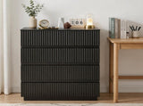 Handleless Grille-Finished 4-Drawer Bedside Table P2 Particleboard MDF & Melamine Veneer 80754641