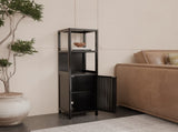A 52-foot-tall black linen tower bamboo storage cabinet, suitable for main living spaces such as W2207P327623
