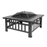 ZNTS Portable Courtyard Metal Fire Pit with Accessories Black 52194990