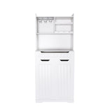 White Buffet Cabinet with Hutch - Modern Farmhouse Kitchen Storage Sideboard with 2 Drawers & Barn 48572324