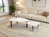 360 degree roratable White Sintered Stone Top Rotatable modern Coffee Table for Living Room, rock W2899P372758