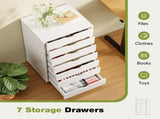 7-Drawer Portable Storage Cabinet on Wheels for Office, Bedroom & Home Organization, White 32868327