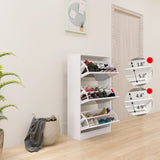Narrow Shoe Storage Cabinet with Mirror, Wood Slim Shoe Rack 3 Tier Shoe Organizer for Home and 76491292
