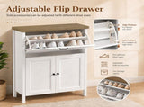 Shoe Cabinet with Flip Drawer, Boot Rack and 6 Boot Clips, Narrow Entryway Shoe Cabinet with 81940759