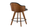 Mid-Century Counter Stool in Walnut and Black Faux Leather B202P222357
