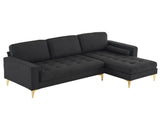 218*141*87cm Burlap Diamond Electroplated Gold Trident Legs Three Seats With Footstool Indoor 68589362