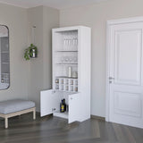 White Bar Cabinet with Wine Storage and Three Shelves B062P193658