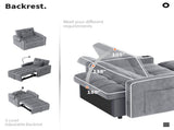 Corduroy Pull-Out Sleeper Chair With Pillow, Brushed Stainless Steel Cup Holder, Phone Stand & Usb 32006606