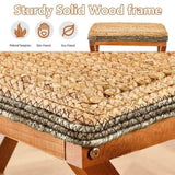 Ottoman Footstool Natural Seagrass Footrest Pouf Ottomans with X Wooden Legs Rectangular Hand 03665864