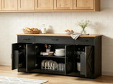 Black 47" Farmhouse Buffet Cabinet, Soft-Close Hinges, 3 Drawers, Adjustable Shelves, Spice Racks 97746118