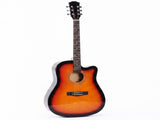 Sunset color 41-inch Dreadnought barrel-shaped cutaway acoustic guitar with pick, strings, capo, gig 68435213