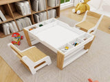 Kids 2 in 1 Play Table & 2 Chairs Set,with 7 Storage Compartments,Compatible with LEGO Building W282P182328