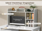 White Desktop Bookshelf for 27''/68.58cm Monitor, 93.9825.4073.66cm Engineered Wood Desk Hutch 55606998