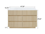 Fluted 6 Drawers Dresser ,Double Dresser Chest of Drawers, 47.24" Modern Chest of Drawers with LED W688P194155