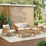 4-Pieces Acacia Wood Patio Furniture, Outdoor Furniture with Coffee Table, Patio Conversation 72408.00LBGE
