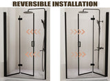 Semi-Frameless Folding Pivot Hinged Shower Door 34-35.2 in. W x 72 in. H,1/4" Tempered W3887P395451