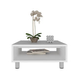 Eclipse 10" H Low Minimalistic Square Coffe Table with Open Storage White B070P254752