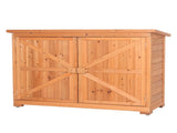Double Doors Fir Wooden Garden Yard Shed Lockers Outdoor Storage Cabinet Unit Orange Red 38440090