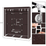 ZNTS 69" Portable Clothes Closet Non-Woven Fabric Wardrobe Double Rod Storage Organizer Dark Brown 72079783