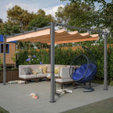 ZNTS 10' x 13' Aluminum Patio Pergola with Retractable Pergola Canopy, Backyard Shade Shelter for Porch, W2505P155205