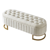 ZNTS Elegant Upholstered Velvet Storage Ottoman with Button-Tufted,Storage Bench with Metal Legs for N733P208522A