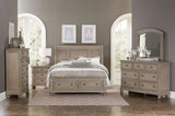 Transitional Bedroom Nightstand with Hidden Drawer Wire Brushed Gray Finish Birch Veneer Wood Bed B01146195