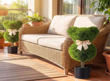 2 Pack Cute Bear Topiary Trees with Cement Weighted Pots Lifelike Green Faux Boxwood Decor for 12640559