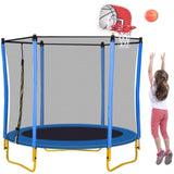 ZNTS 5.5FT Trampoline for Kids - 65" Outdoor & Indoor Mini Toddler Trampoline with Enclosure, Basketball 06871922