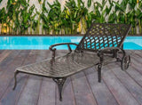 193*64.5*93cm Backrest Adjustable Courtyard Cast Aluminum Lying Bed Bronze 01637540