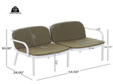 Luna Outdoor Patio PP Loveseat, White Frame with Green Cushion N775P272741W