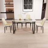51" 4 person glass dining table set, kitchen set with black metal leg dining table and chairs, 44634513
