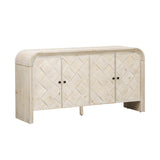 U_Style Luxury Multi-Functional MDF Sideboard Handwoven Wood Slat Doors, Tiered Stepped Design & N711P269061O