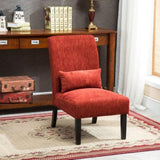Pisano Contemporary Chenille Fabric Armless Accent Chair with Pillow, Red T2574P164517