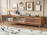 Modern TV Stand for 75" TV, TV Console with 2 Glass Doors, Entertainment Center with 2 Drawers & N710P222776P