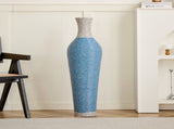 Hand-Woven PVC Rattan Floor Vase, 39 Inch Tall Blue and White Striped Decorative Vase, Farmhouse W2796P300933